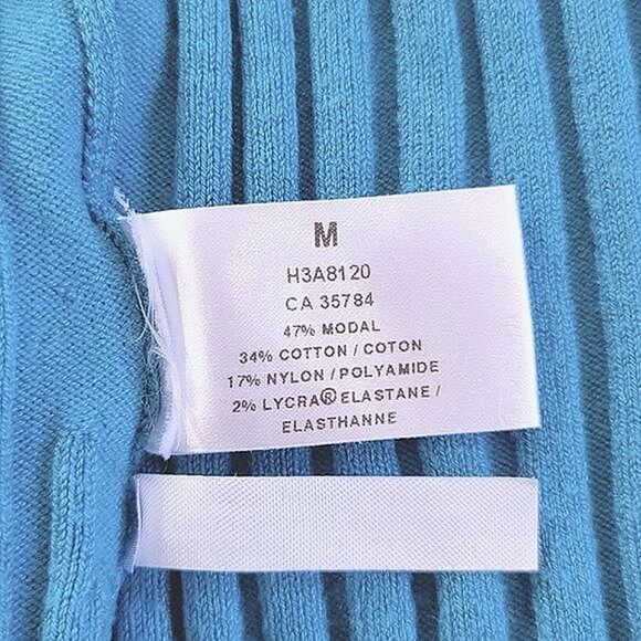 Vtg Planet sky blue ribbed V-neck short sleeve fitted cardigan - Picture 7 of 15